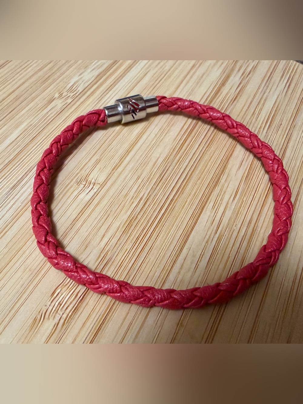 FIFA World Cup Braided Red Leather Bracelet with Silver Magnetic Clasp